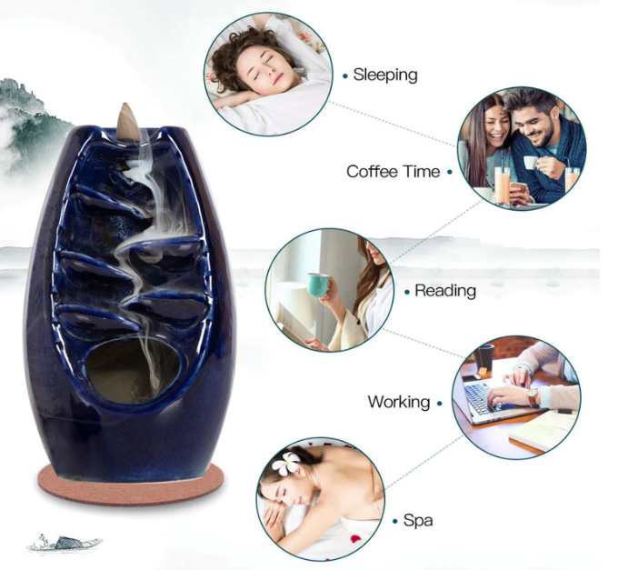 Blue Ceramic Waterfall Backflow