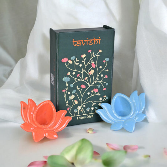 Handcrafted Lotus Diya (With Saffron Batti/Wick)